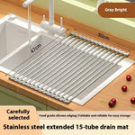 étendoir vaisselle pliable moderne acier inoxydable gris blanc clips fonctionnel cuisine