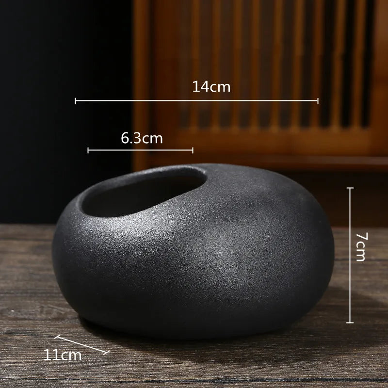 vase moderne céramique noir mat fleurs artificielles rose vert décoration table chambre maison
