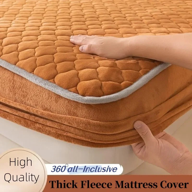 housse matelas épaisse polaire antiacariens matelassée orange foncé texture pointillés moderne douce 30cm haute