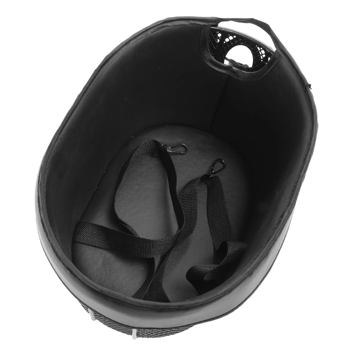 panier vélo noir métal grillage simili cuir siège rembourré barre support fixations boulonsoutilscyclismeutilitaire