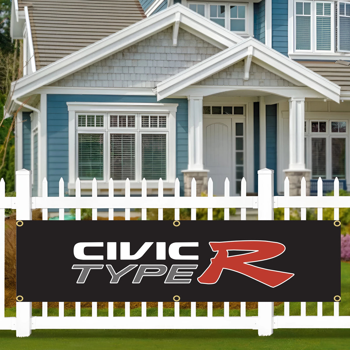 bannière moderne sportive logo civic type voiture rouge graphique noir blancDecorationGarageExterieur
