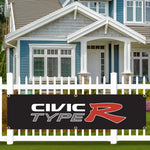bannière moderne sportive logo civic type voiture rouge graphique noir blancDecorationGarageExterieur
