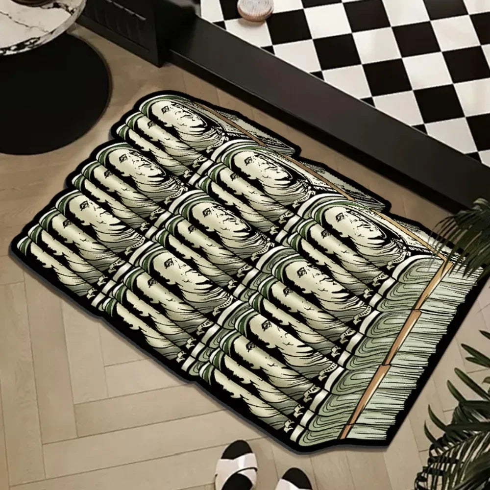 tapis vert blanc noir billets banque moderne antidérapant polyester lavage machine main