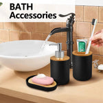 ensemble d'accessoires salle bain distributeur savon porte brosses dents porte savon noir moderne minimaliste