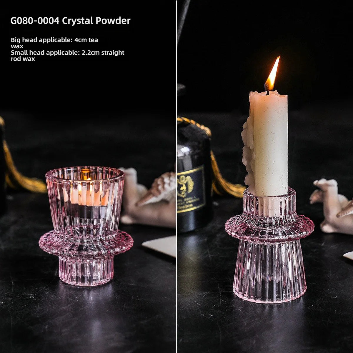 photophore verre transparent moderne bougies assorties rayures verticales décoration intérieure table élégant support