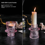 photophore verre transparent moderne bougies assorties rayures verticales décoration intérieure table élégant support