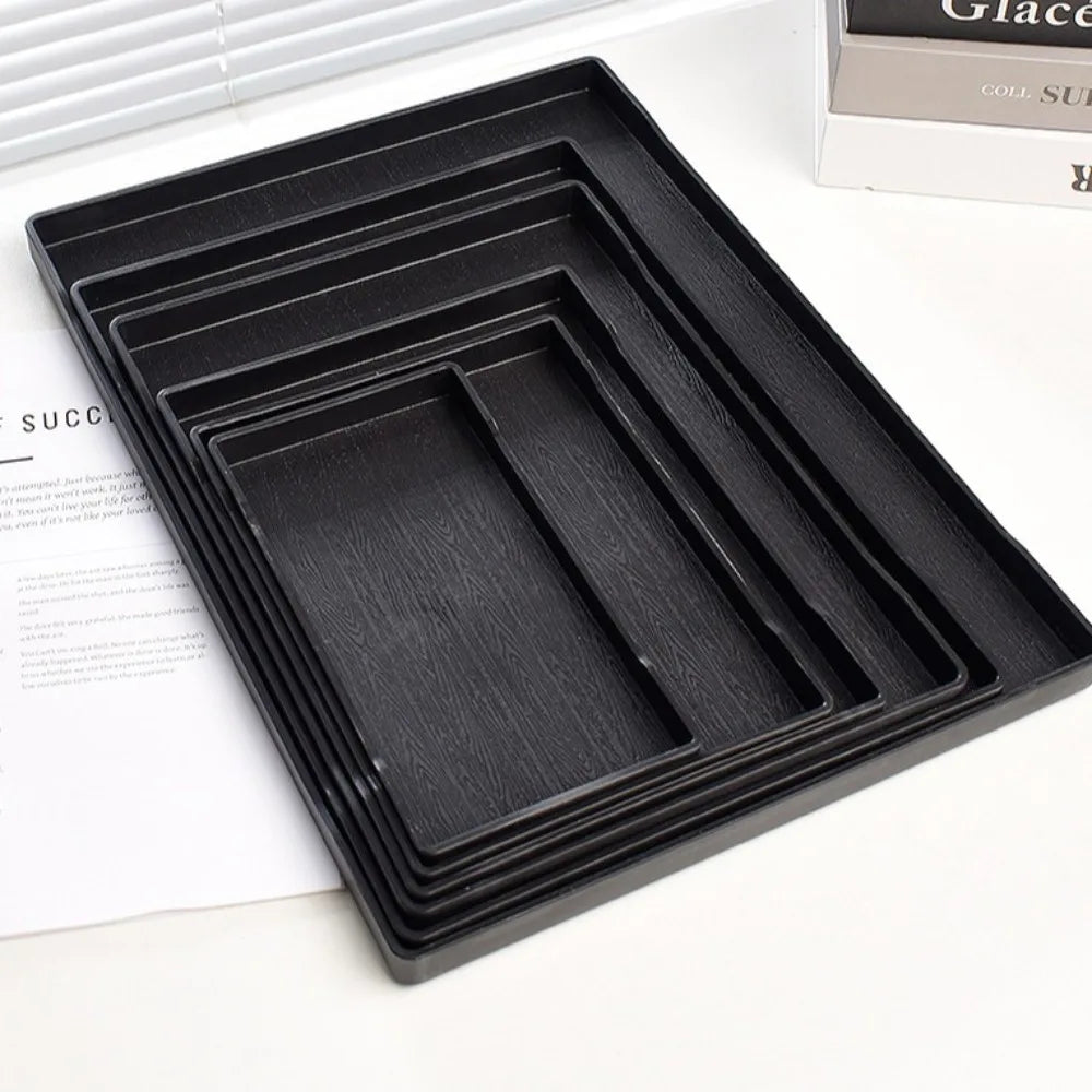 assiettes plastique texture bois moderne noir grandes tailles rangement utilisation