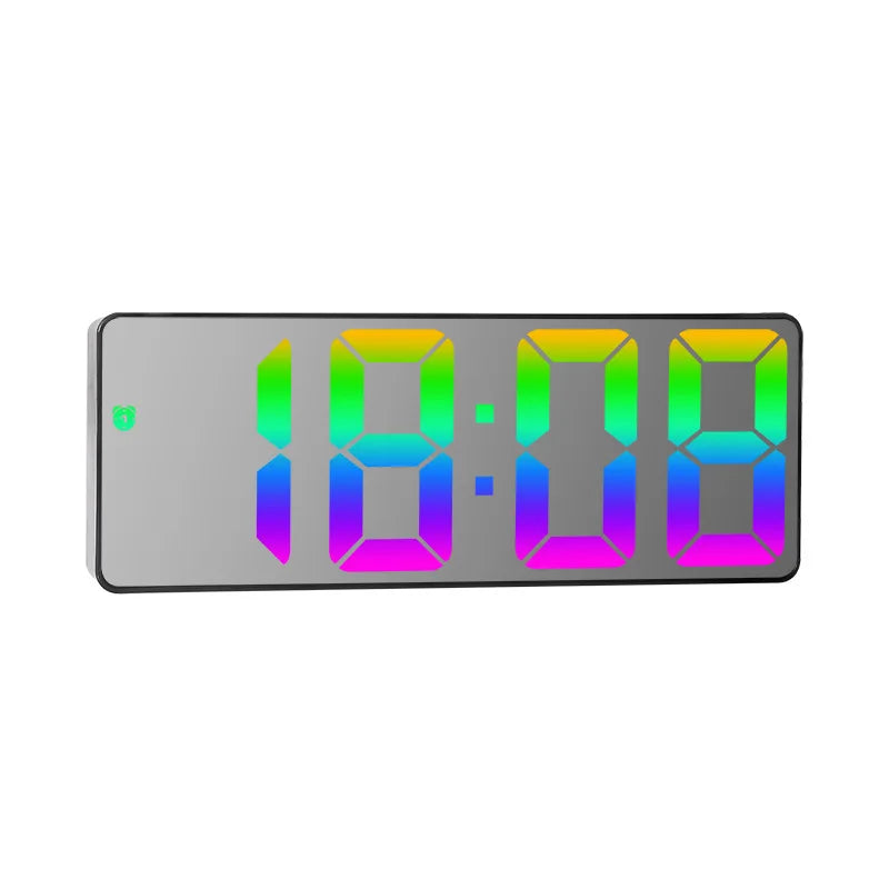 horloge numérique moderne écran led couleur noir blanc lumineuse réveil commande vocale