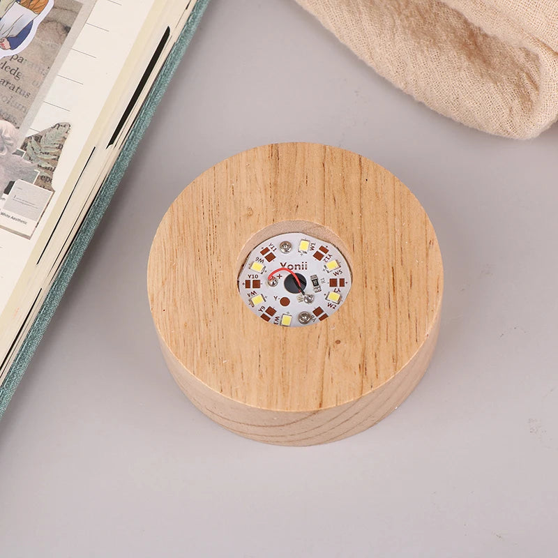 support lumière led plaque bois finition lisse moderne batterie aaa diodes jaunes usb minimaliste
