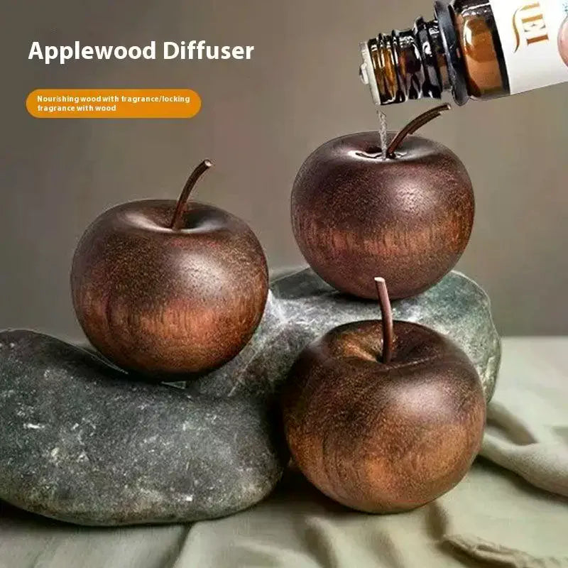 diffuseur aromatique forme pomme bois marron rouge rustique minimaliste ornement décoration maison huiles essentielles