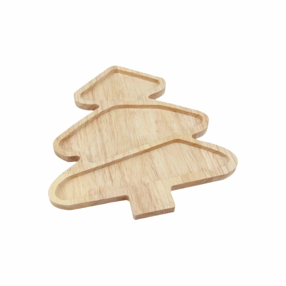 assiettes bois naturel assiettes noël forme d'arbre cerf décoration festive modernes