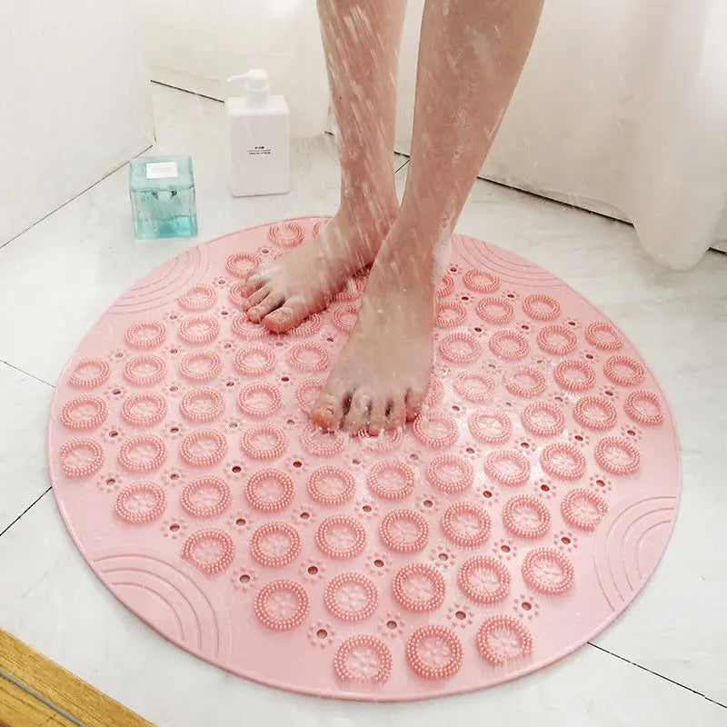 tapis bain antidérapant rose bleu rondelles floraux ventouses adhésives moderne pratique douche bain sécurité