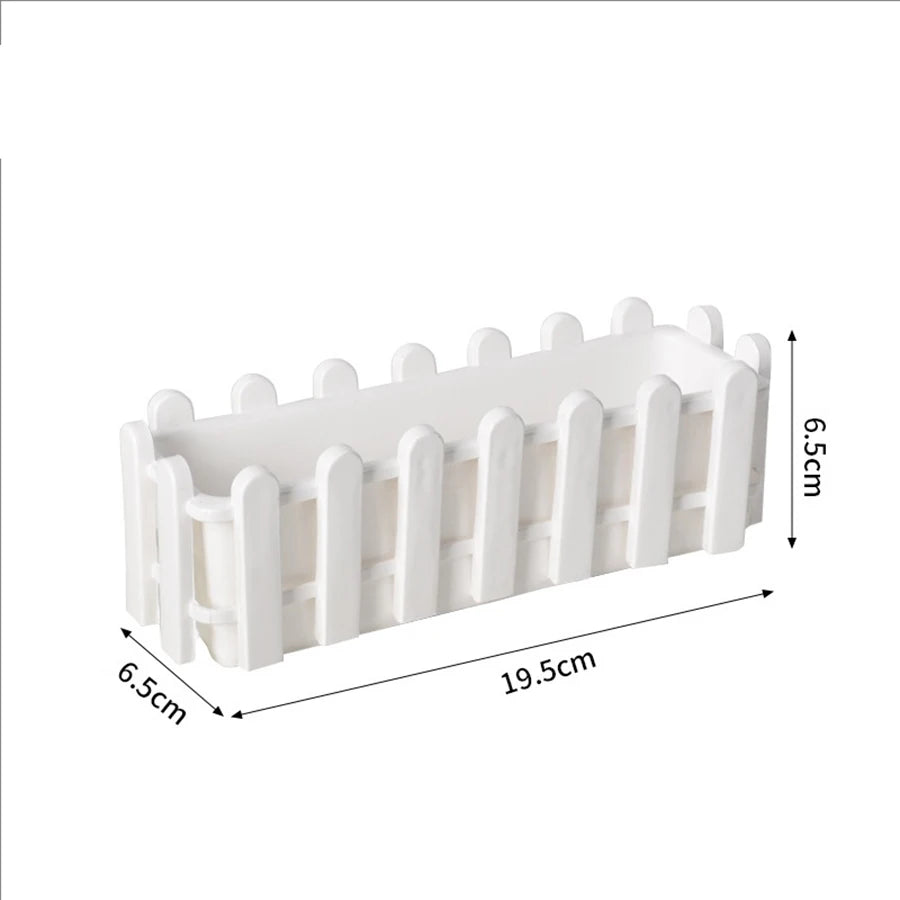 clôture miniature blanche rectangulaire classique intérieur extérieur decoration jardin maison fleur artificielle plastique opaque