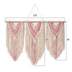 tapisserie macramé bohème franges géométriques beige clair mur décoration artisanal coton lavage main