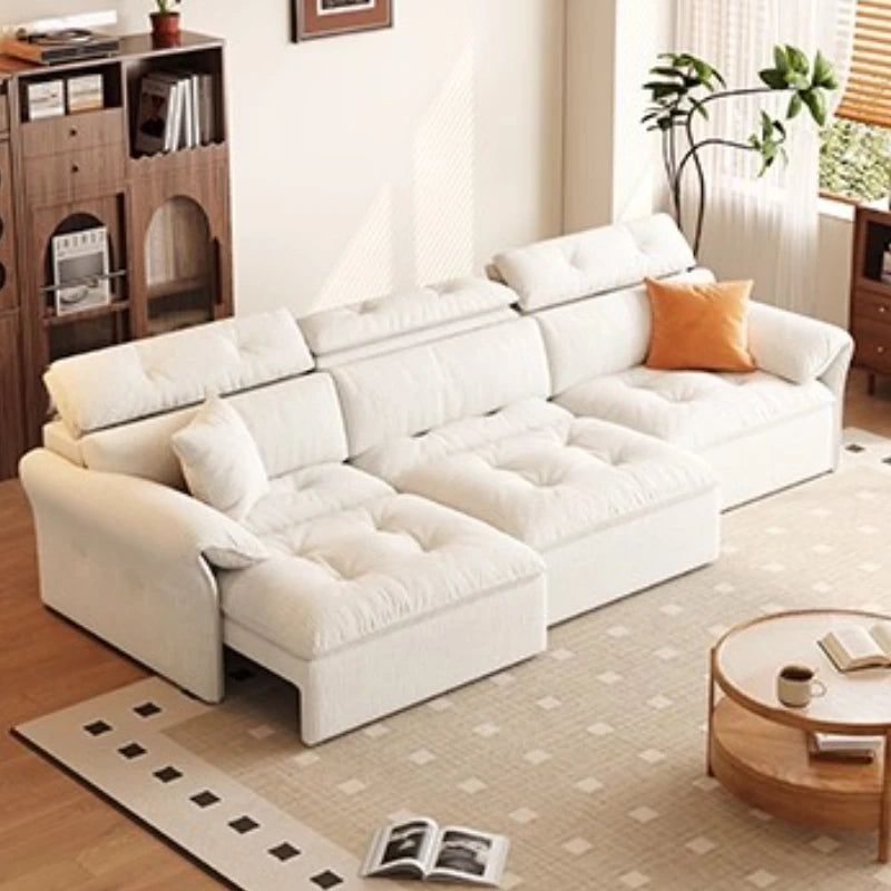 canapé lit moderne blanc corduroy oreillers multifonctionnel transformable salon