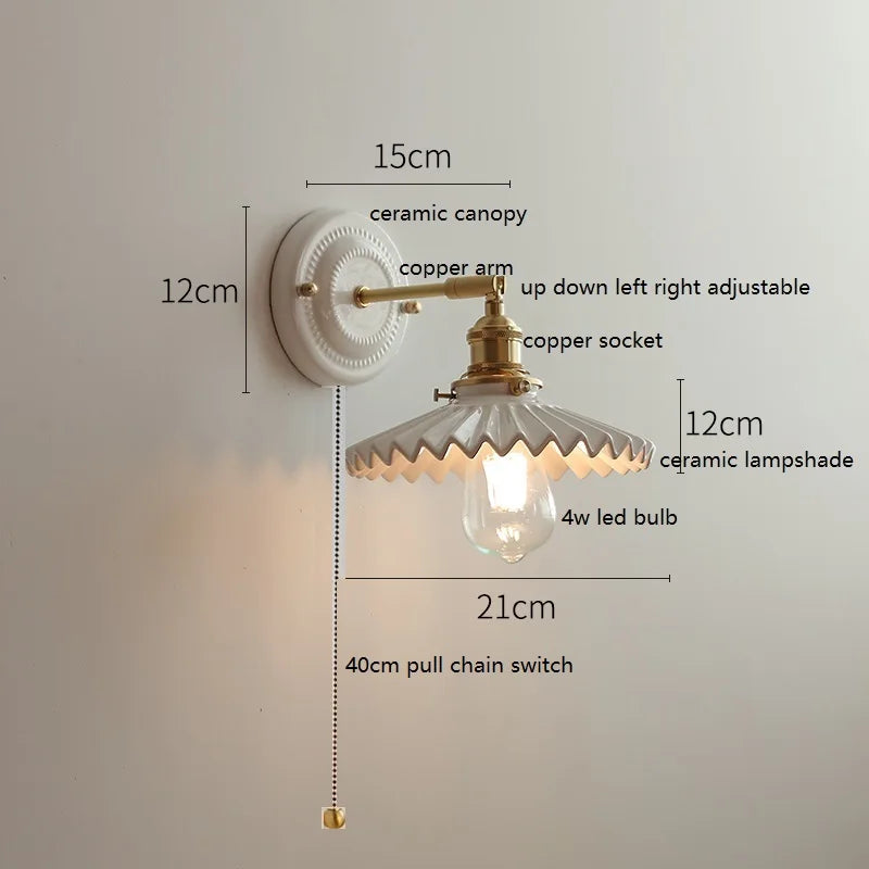 lampe murale classique blanc doré céramique métal ampoule led 220v vintage contemporaine