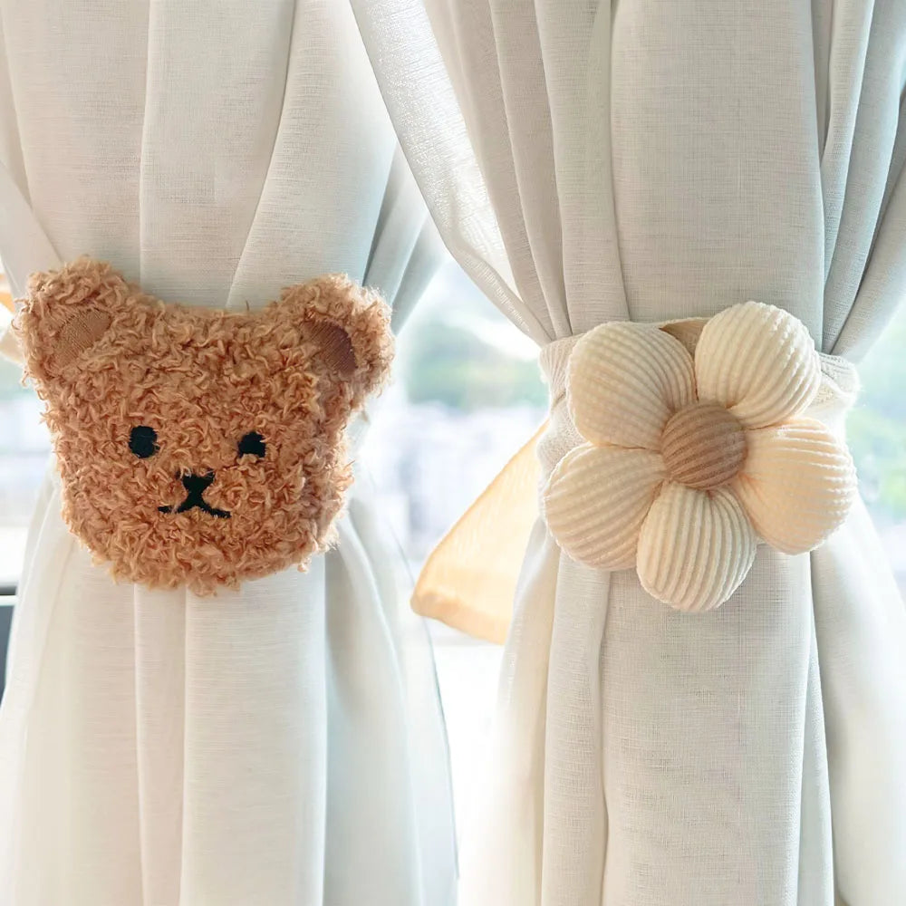 rideau polonais coton fleurs animaux adhésif décoratif moderne chambre enfants