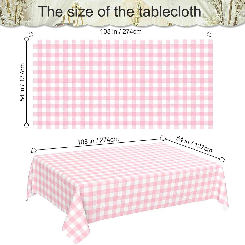 nappe table jetable plastique motif carreaux rectangulaire imperméable fête pique nique