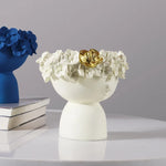 vase décoration buste féminin moderne fleurs artificielles couleurs variées blanc noir bleuclair crème grisfoncé