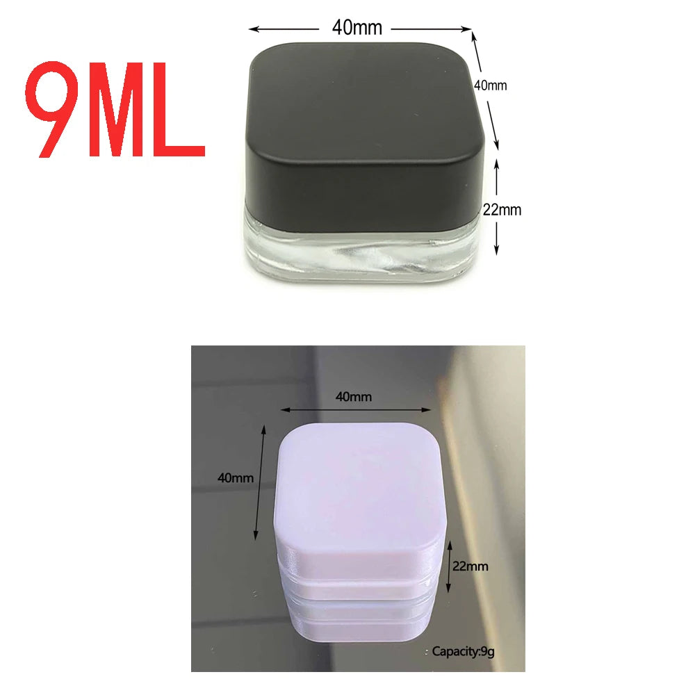 pots cosmétiques verre transparent couvercle noir blanc ensemble maquillage soins visage 9ml 3g minimaliste