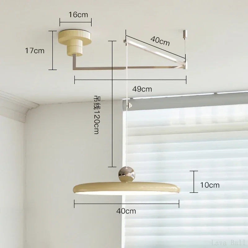 lampe suspendue moderne bras articulé couleur beige rouge vert argenté minimaliste