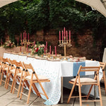 nappes jetables satinées chemins table motifs étoiles dorées roses festifs blanc or rose bleu