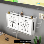 meuble rangement mural blanc bambou prises électriques étagères cable wifi