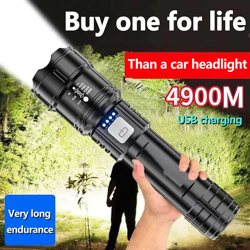 lampe torche noire texturée moderne rechargeable usb éteins étanche poignée