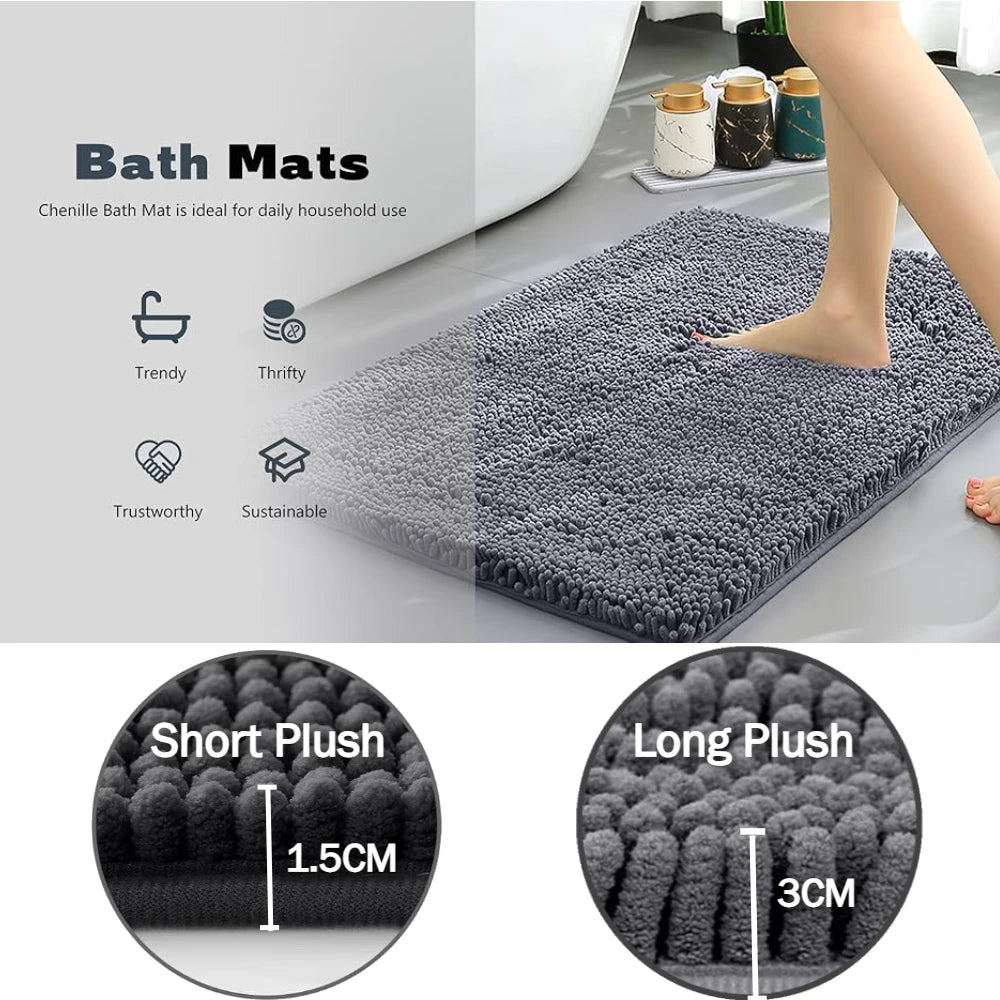 tapis bain bouclés absorbants gris clair moderne antidérapant respectueux environnement