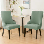 housse chaise mariage tissu géométrique vert gris protection fauteuil contemporain
