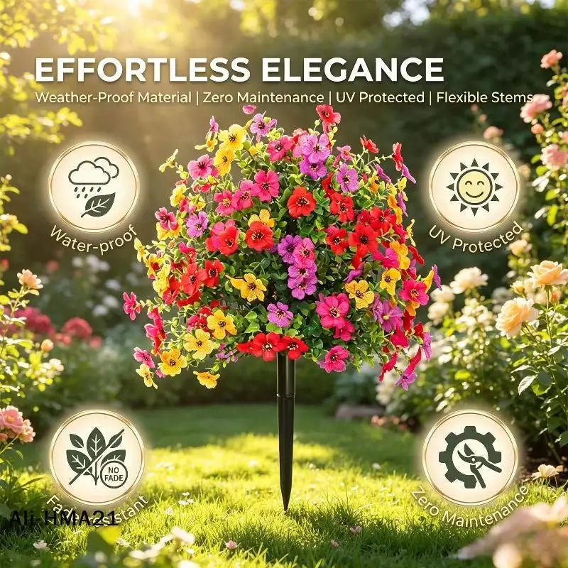 bouquet fleurs artificielles multicolore réaliste intérieur extérieur décoration jardin anniversaire fêtes