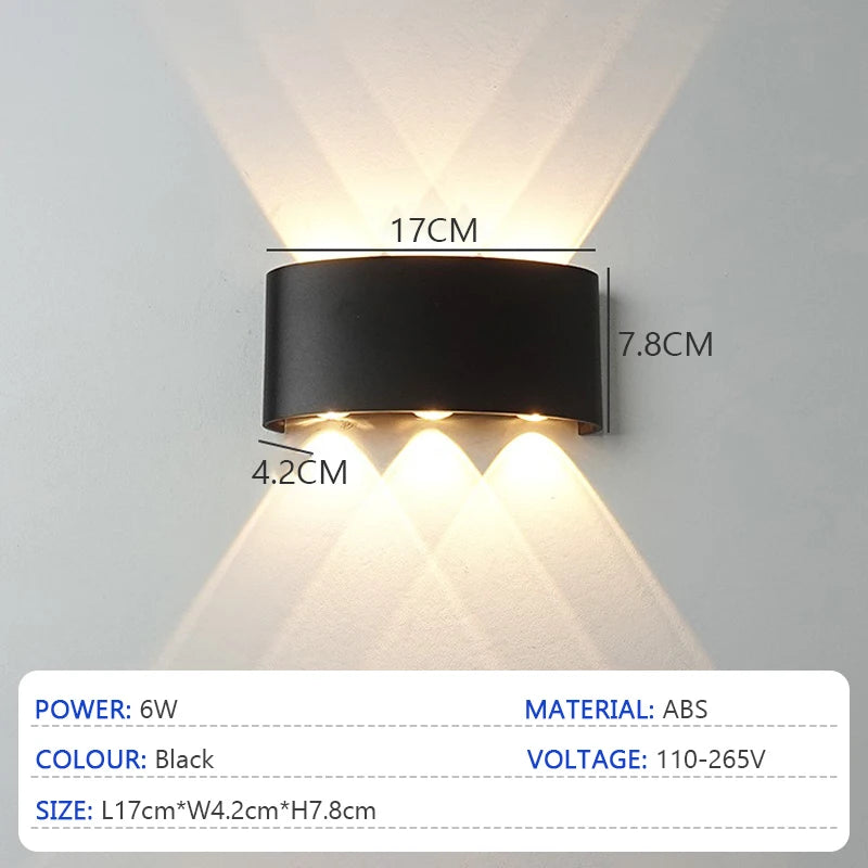 lampes murales led modernes noires étanches ip65 extérieures intérieures 2w 4w 6w 8w 10w