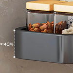 étagère murale modulable gris contemporaine imperméable multiple compartiments cuisine adhésive organisatrice ustensiles aliments bouteilles