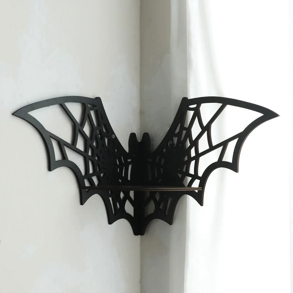 étagère murale chauve souris noire réseau fil métal moderne adhésif bois plastique