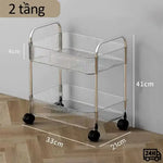 chariot roulettes transparent moderne compartiments striés rangement cosmétiques objets divers