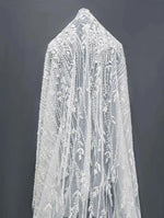 voile mariée blanc broderie strass bord coupé classique élégant dentelle paillettes translucide longueur personnalisable