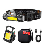 lampe frontale led rechargeable bande elasthanne geometrique camping sport nuit fishing
