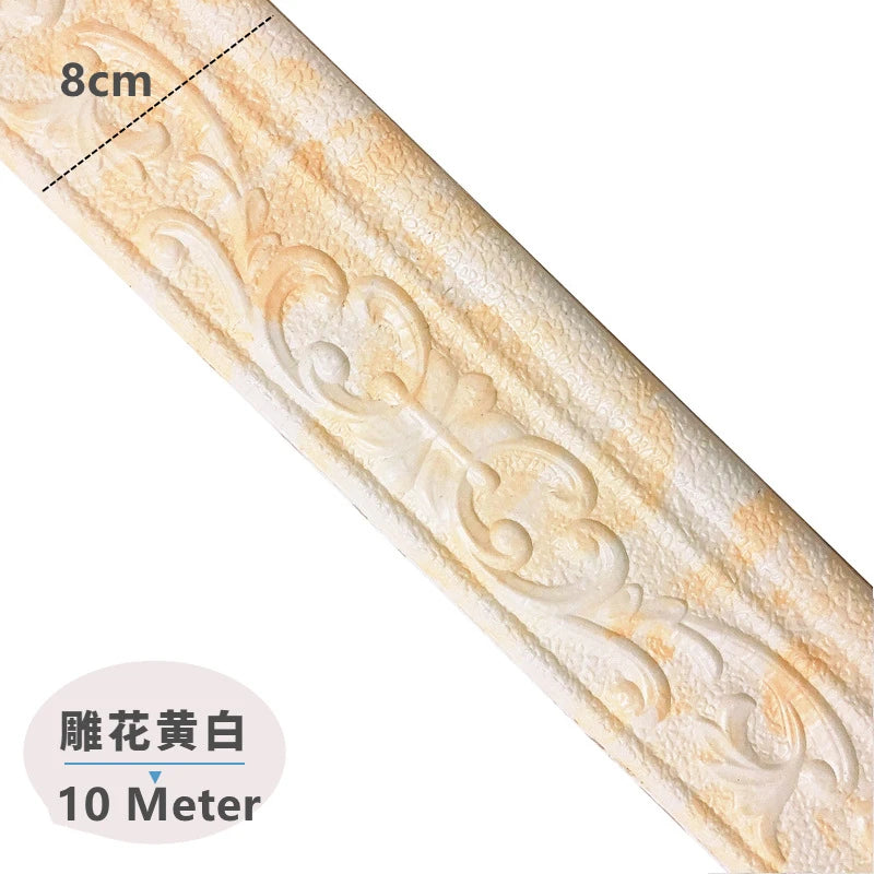 ruban decoratif autoadhesif or argent blanc ornements floraux classique 10m 8cm stickers murals