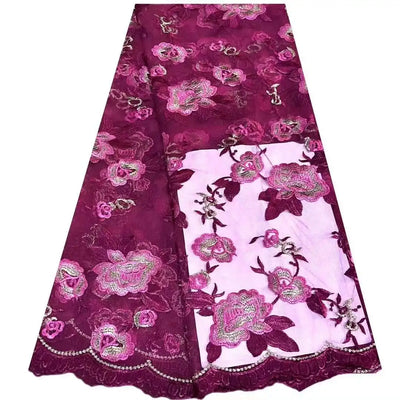 tissu tulle brodé fleurs rouge rose violet transparent occasion importante robe soirée cérémonie