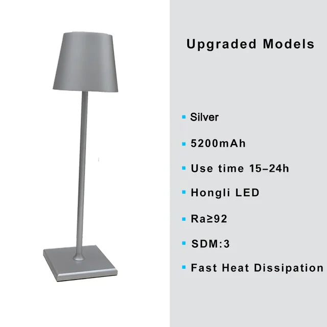 lampe table led rechargeable gris doré rose bleu noir touch control moderne minimaliste