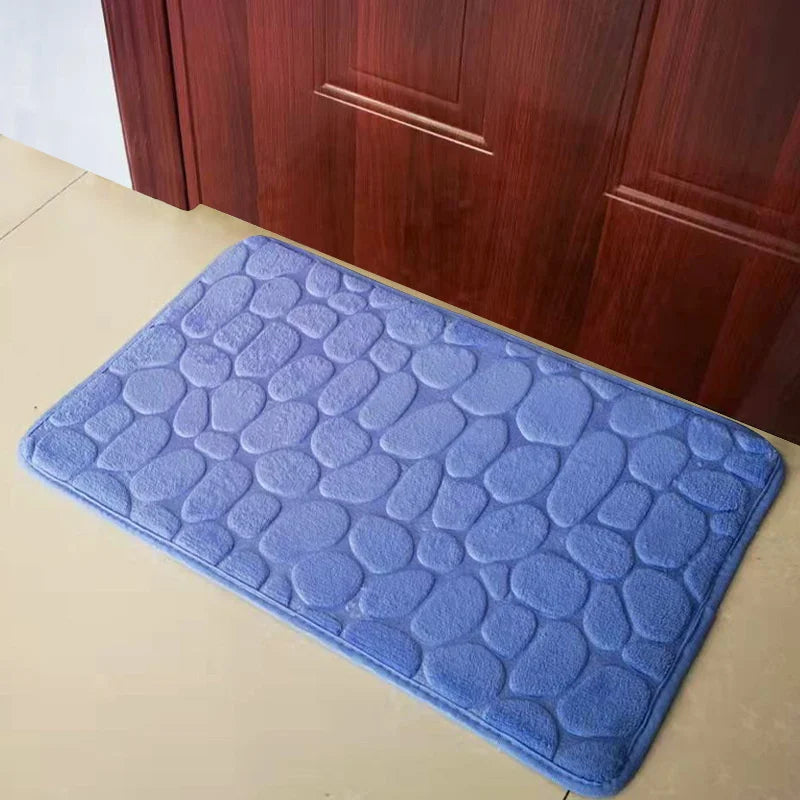 tapis bain antidérapant texture galet coton polyester moderne salle bain sol maison