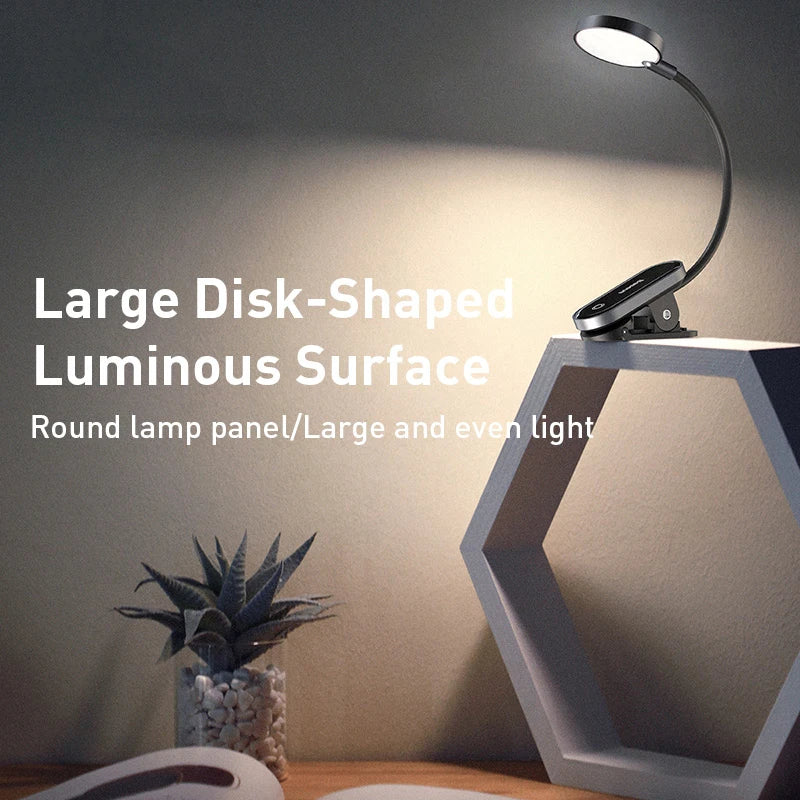 lampe lecture led rechargeable sans fil clip table réglable continu moderne noire