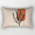 coussin rectangulaire moderne motif abstrait feuilles visages 100 polyester beige clair lit salon chambre