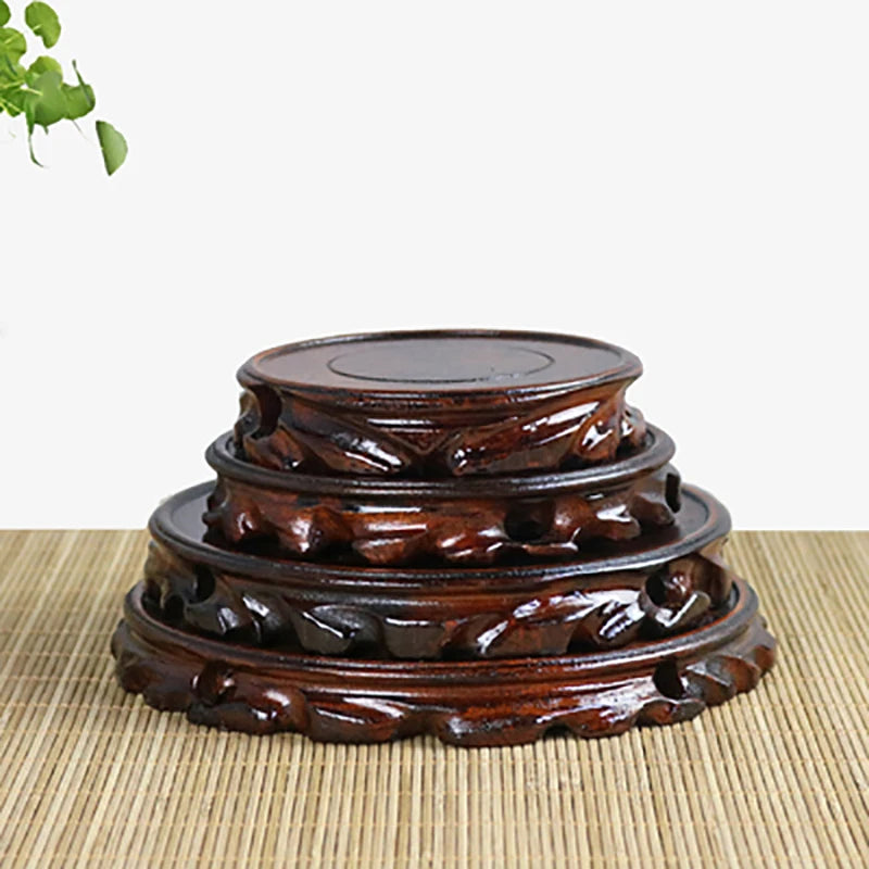 présentoir bois sculpté support décoratif rustique artisanal marron foncé rétro meubles anciens