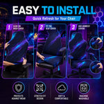 housse chaise jeu moderne bleu noir rayures ondulées imperméable anti rayures extensible esports