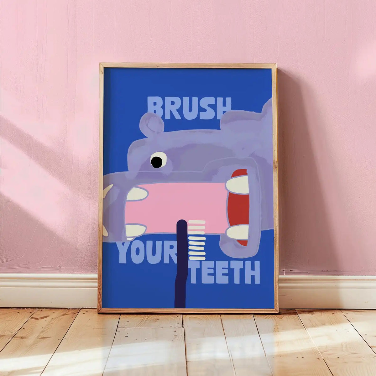 affiche moderne hippopotame dents enfants salle bain décoration maison 20x30cm 30x40cm 40x50cm 50x70cm