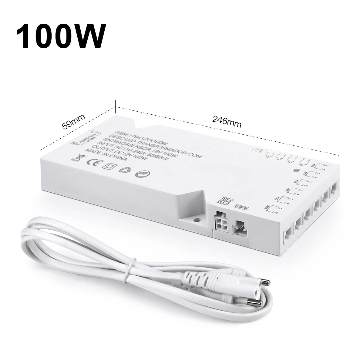 transformateur alimentation led 12v 110v 250v ac blanc moderne câble eu indicateur bleu connecteurs