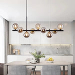 suspension luminaire moderne boule verre blanc translucide salon cuisine salle manger led noir