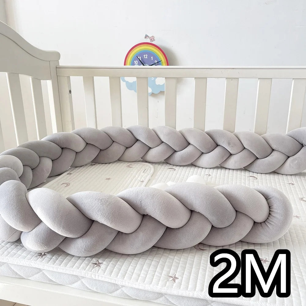 coussin lit tressé berceau bébé protection lit enfant doux blanc rose gris