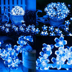 guirlande lumineuse solaire bleu clair fleurs stylisées moderne extérieure décoration fêtes led autonomes